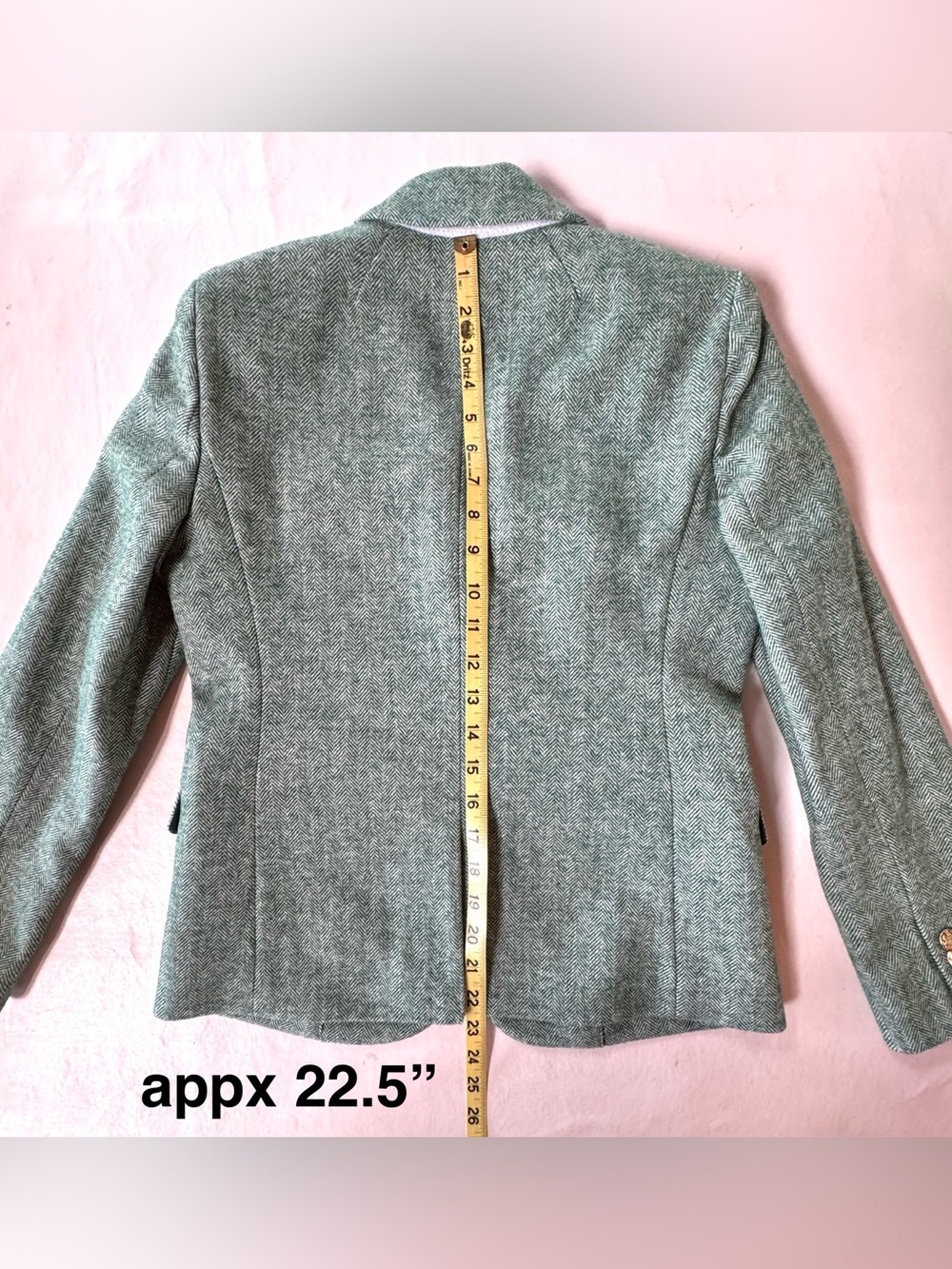J. Crew Schoolboy Blazer BJ827 Herringbone Wool Blend Contrast Lining Green (2) - Picture 15 of 17